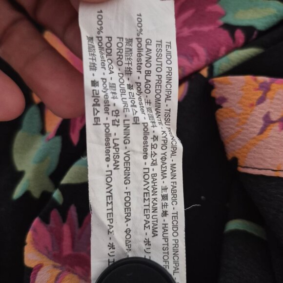 ZARA TRF Floral Mini Dress | Black with Pink & Orange Flowers | Size XS - Picture 7 of 13